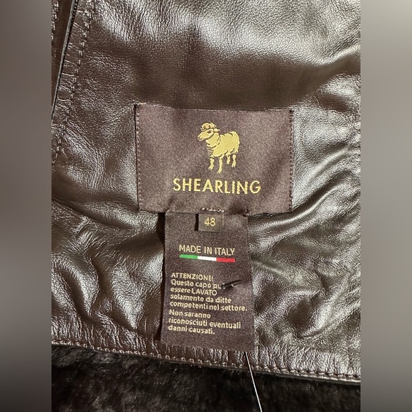 Pierotucci Espresso Lamb Shearling Leather Pilot Aviator Flight Jacket - Picture 2 of 16